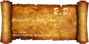 Rostás Dénes névjegykártya
